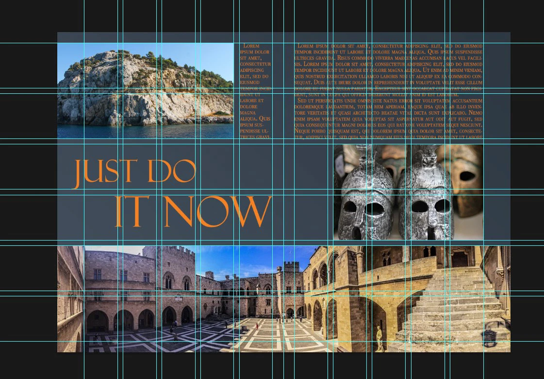Typographic Grid — full catalog spread